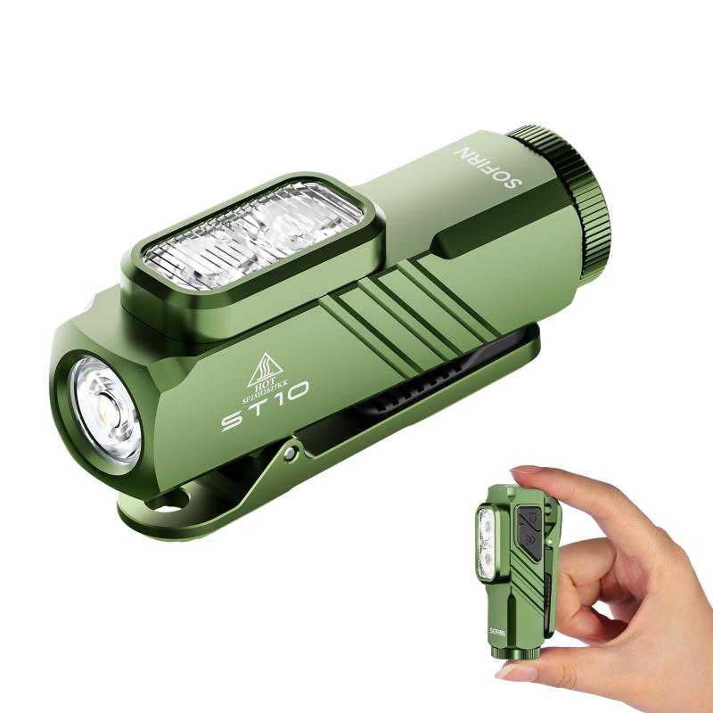 Sofirn ST10 懐中電灯 小型 フラッシュライト クリップライト スポット/フラッド/660nm赤色光 15種の照明モード Type-C充電式 マグネットテールキャップ&クリップ付き