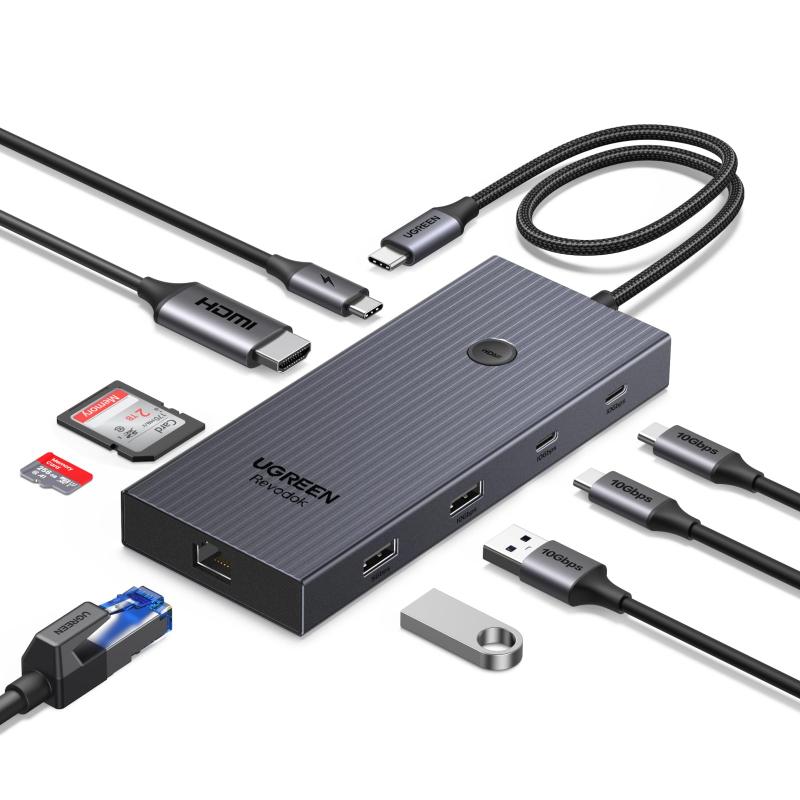 UGREEN Revodok Pro 9-インチ-1 USB-Cこしき 10Gbps資料移らす相応う 4K HDMI・ギガビットローカルエリアネットワーク・PD100W・SD/TF歌留多主導者積み上げる MacBook/iPad/Surfaceなど相応う
