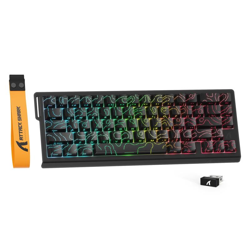ATTACK SHARK X68PRO HE ラピッドトリガー キーボード 高速反応 3モード接続 2.4G Bluetooth USB-C有線 8KHZ ゲーミングキーボード ラピッドトリガー 調整可能なアクチュエーション搭載 RT0.01mm コンパ