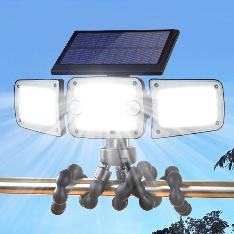 LIFENGSOLER 262LED ソーラーライト 屋外 IP65防水 3面発光 人感センサー2つ 角度調整可能 & フレキシブル三脚付 センサーライト 屋外 ソーラー 人感 2000mAh大容量&2000ルーメン超高輝度 昼白色