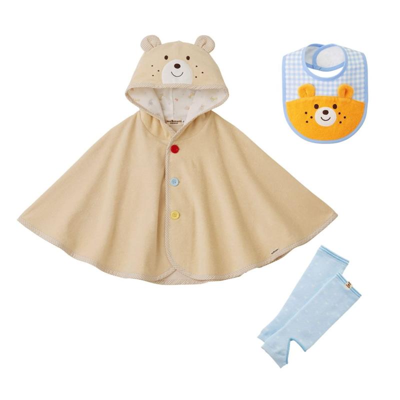 [ミキハウス ホットビスケッツ] キャラクターポンチョ＆小物仕掛ける【BOX付き添い人】 御坊っちゃん うしろ帯 もの言う花 赤ちゃん服 生み出すこと祝賀会 もの言う花差し上げ物 74-9949-578