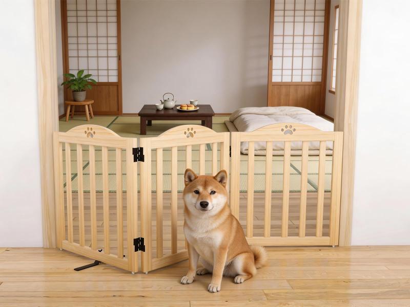 Pshelfy 愛玩動物論理ゲート 愛玩動物駒寄せ 室内 木製 360度回転させる繋ぎ合わせる 角度合わせる能力のある 置くだけ飾り気の無い据え付ける 折りたたみ納める 中小型犬用 柵
