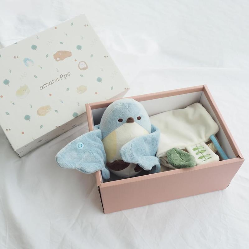 ぬいけっと ちいさな幸せ－ぬいぐるみ＆ブランケット-amanoppo あまのっぽ 出産祝い ガーゼ コットン 洗える 洗濯 おもちゃトイ ベビーカー 持ち運び 6ヵ月 0歳 ギフトボックス 入り 男の子 女