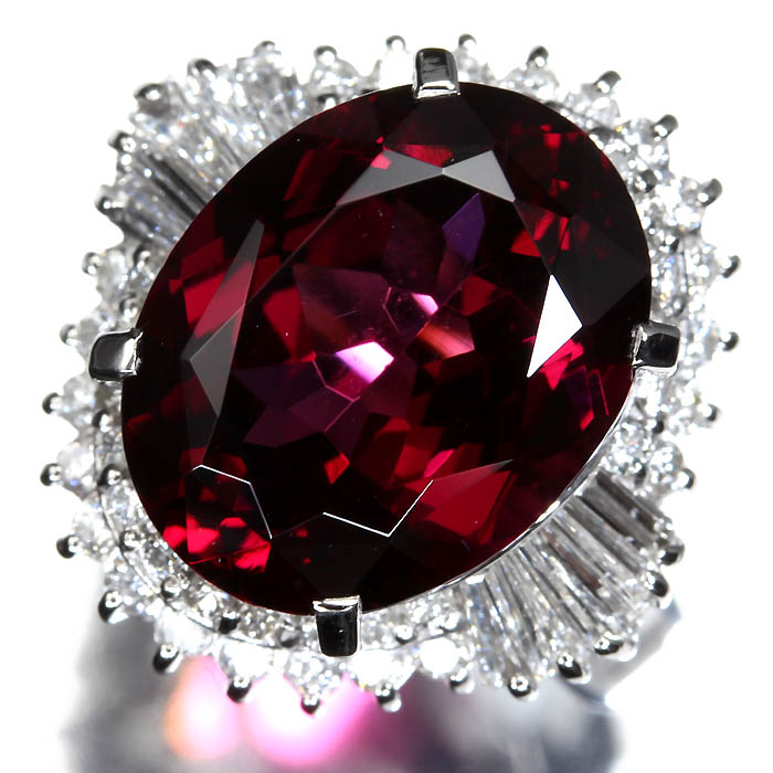 《garnet》上質ガーネット 特大7.298ct!! 上質ダイヤモンド 総計0.71ct Pt900 高級リング 10号 ダイヤ リング 指輪