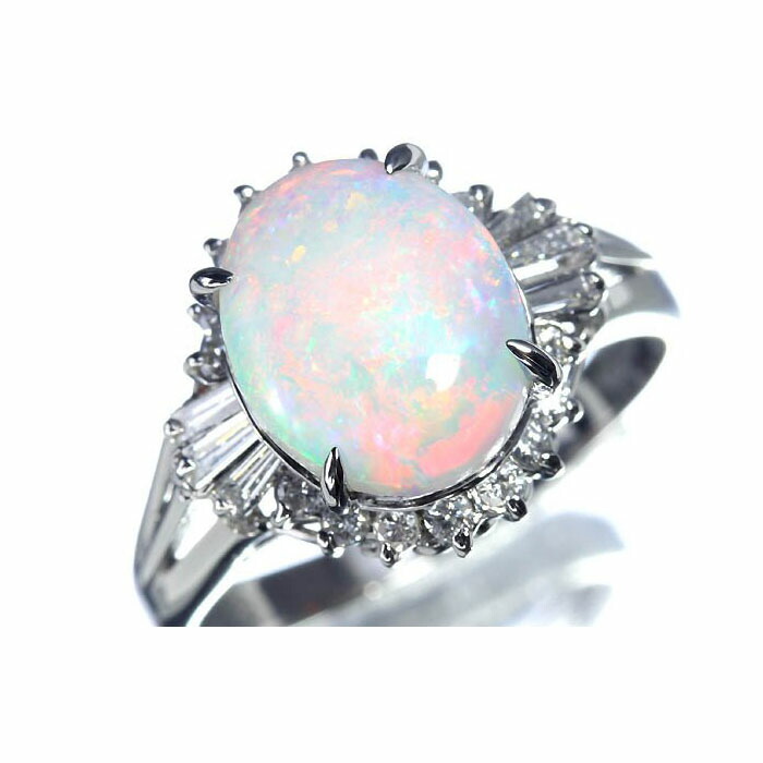 ≪opal≫ ジュエリーマキ 上質オパール 大粒2.34ct 上質ダイヤモンド 総計0.43ct Pt900 高級リング 16.5号 リング 指輪|RK宝石