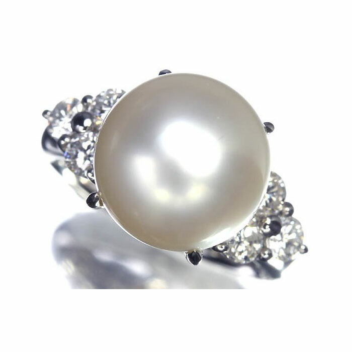 【楽天市場】《Pearl》白蝶真珠 大粒 約11.5mm珠 上質ダイヤモンド 総計0.66ct Pt900 高級リング 8号 南洋真珠 ダイヤ ...