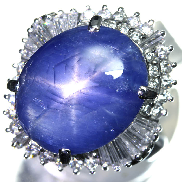 《Sapphire》銀座ミワ 上質非加熱スターサファイア 大粒2.57ct 上質ダイヤモンド 総計0.52ct Pt900 高級リング 11.5号 リング 指輪 63,250円