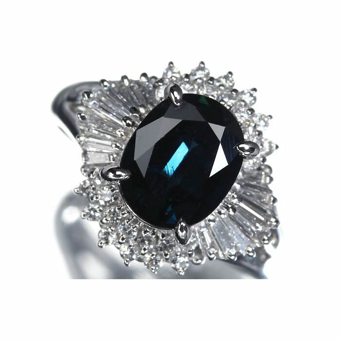 ≪Sapphire≫ 濃厚カラー 上質サファイア 大粒2.36ct 上質ダイヤモンド0.48ct Pt900 超高級リング 宝石 13号 リング 指輪