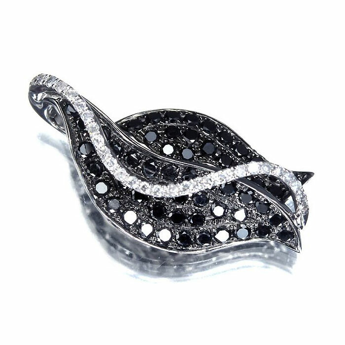 ≪Diamond≫ 上質ブラックダイヤモンド 上質クリアダイヤ 総計1.00ct K18WG 高級ペンダントヘッド ネックレス　ダイヤ