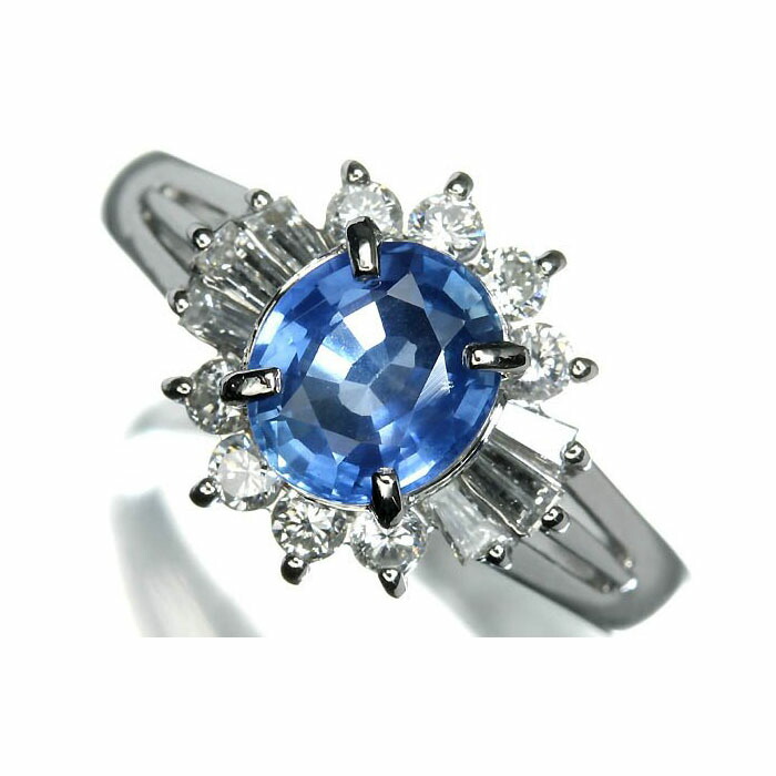 ≪Sapphire≫ジュエリーマキ 上質非加熱サファイア 大粒1.18ct 上質ダイヤモンド Pt850 高級リング 11.5号 リング 指輪 ダイヤ ソーティング付き