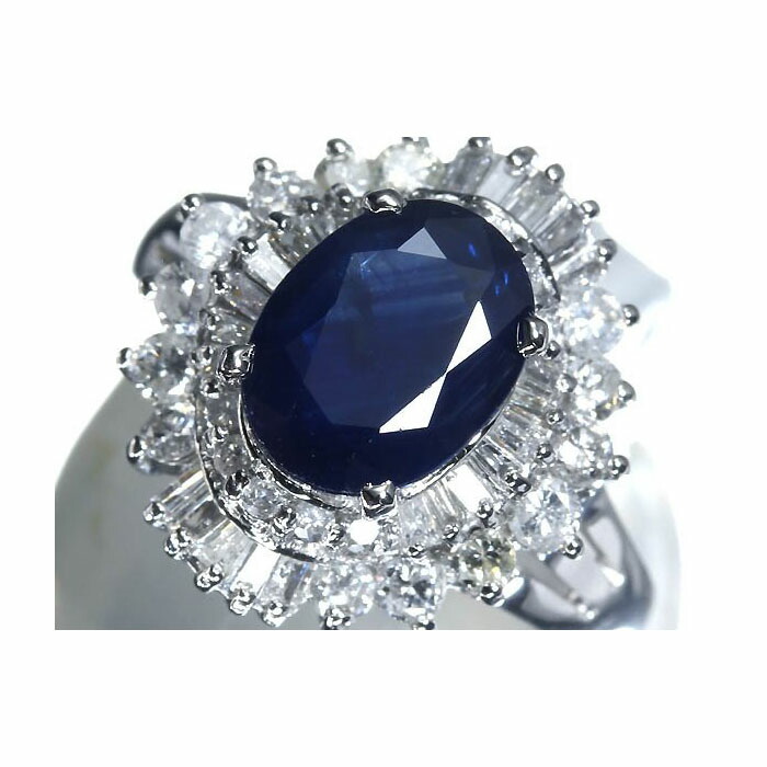 ≪Sapphire≫ 天然サファイア 大粒2.00ct 上質ダイヤモンド 総計1.00ct Pt900 超高級リング ソーティング付き 12号 ダイヤ 指輪|RK宝石