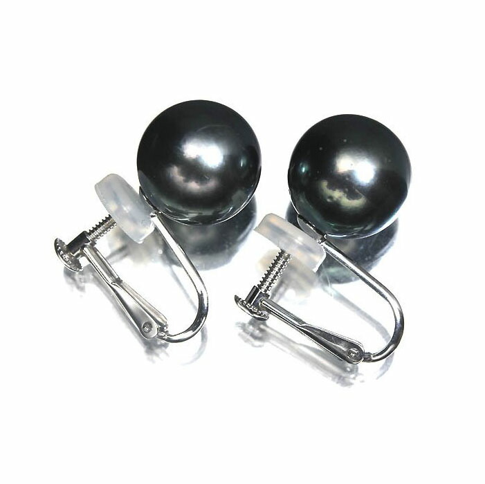 ≪Pearl≫ 黒蝶真珠 大粒 約12.6ｍｍ珠 /12.6ｍｍ珠 K14WG 高級イヤリング パール 南洋真珠