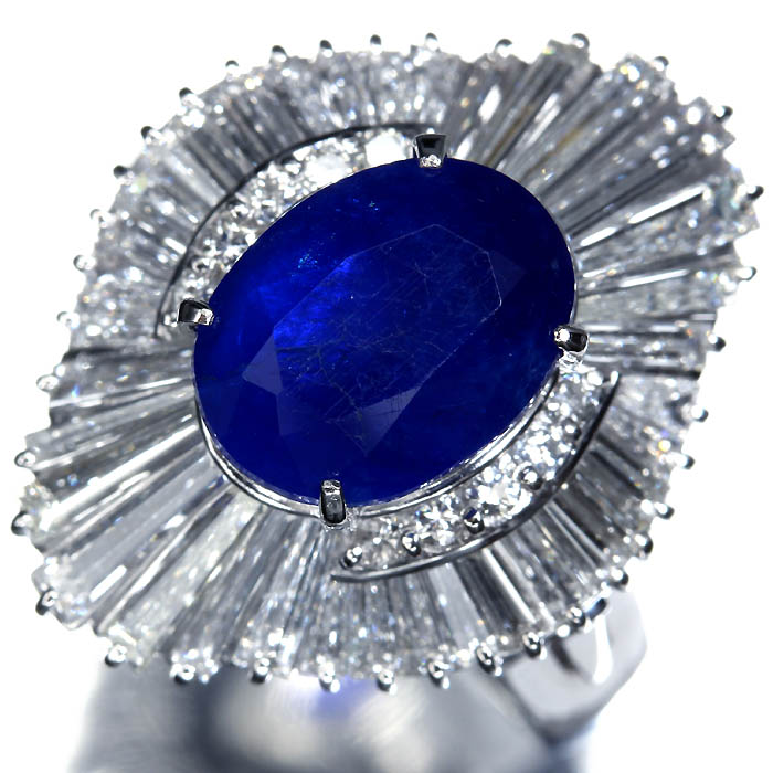 ≪Hauynite≫ 超希少! 天然アウイナイト 特大2.287ct! 上質ダイヤモンド 総計1.93ct Pt900 超高級リング 15号 指輪 リング ソーティング付｜RK宝石