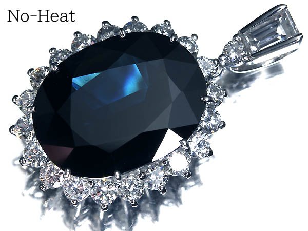 《Sapphire》上質非加熱サファイア 特大13.41ct 上質ダイヤモンド 総計2.12ct Pt900 超高級ペンダントヘッド ダイヤ ネックレス ジュエリー 宝石鑑別書＆非加熱分析報告書付｜RK宝石