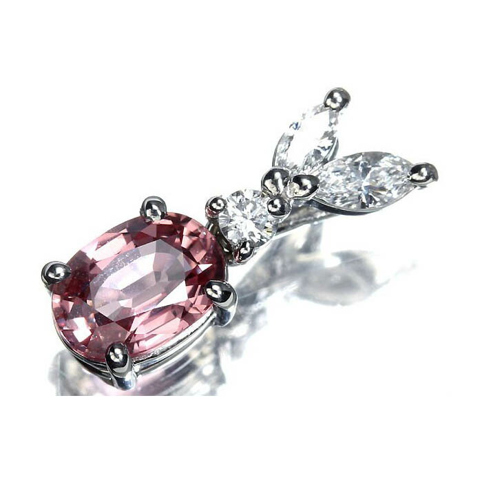 ≪Sapphire≫ 希少宝石 上質パパラチャサファイア 大粒1.185ct 上質ダイヤモンド Pt900 高級ペンダントヘッド ダイヤ ネックレス ジュエリー 宝石鑑別書付