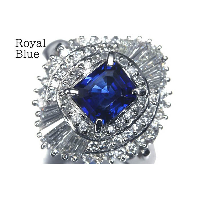 ≪Sapphire≫ 上質ロイヤルブルー サファイア 大粒1.06ct 上質ダイヤモンド 総計0.8ct Pt900 超高級リング 11号 royal blue リング 指輪 宝石鑑別書付|RK宝石