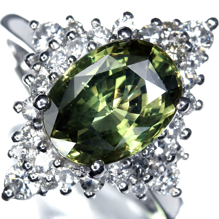 《Alexandrite》上質アレキサンドライト 特大3.298ct 上質ダイヤモンド 総計0.81ct Pt900 超高級リング 13.5号 リング 指輪 ソーティング付 247,500円