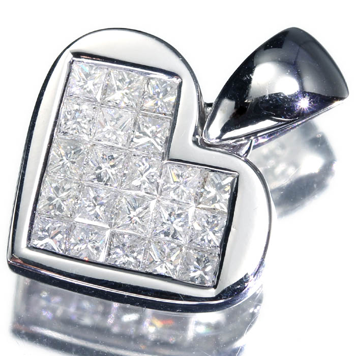 《Diamond》上質なダイヤモンド 総計0.91ct K18WG 超高級ペンダントヘッド ミステリーセッティング ネックレス ダイヤ ジュエリー 90,750円