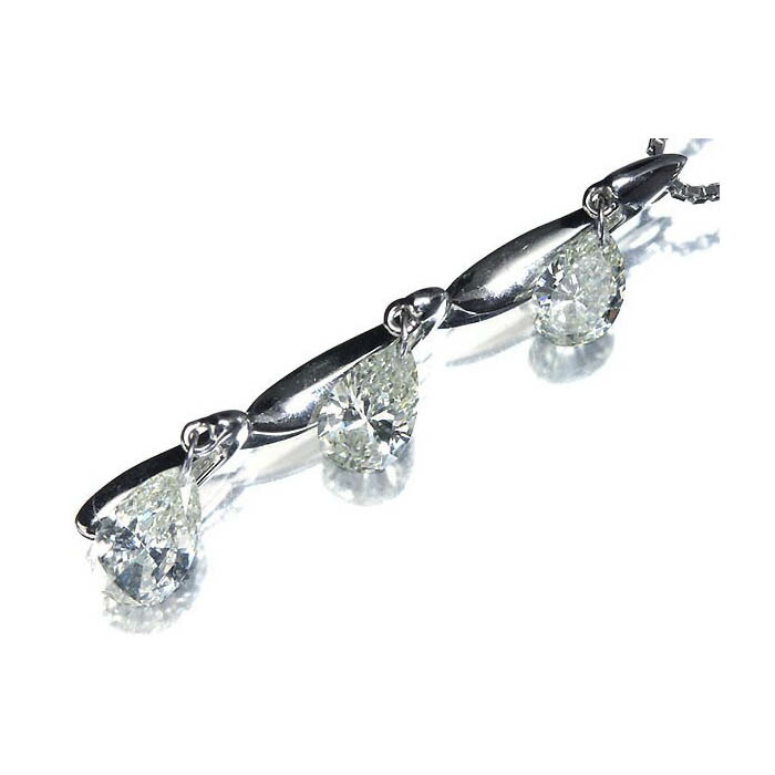 《Diamond》上質ダイヤモンド 総計1.08ct K18WG 超高級 トリロジー ネックレス 45.0cm ダンシングストーン ダイヤ｜RK宝石