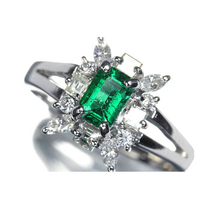 ≪Emerald≫ 艶やかなテリ!! 上質エメラルド 0.41ct 上質ダイヤモンド Pt900 超高級リング 9.5号 ダイヤ リング 指輪｜RK宝石