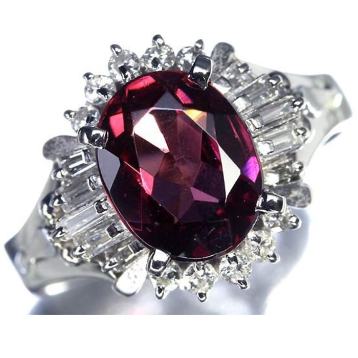 《garnet》妖艶な輝き!! ガーネット 大粒2.36ct ダイヤモンド 総計0.5ct Pt900 高級リング 14号 ダイヤ｜RK宝石