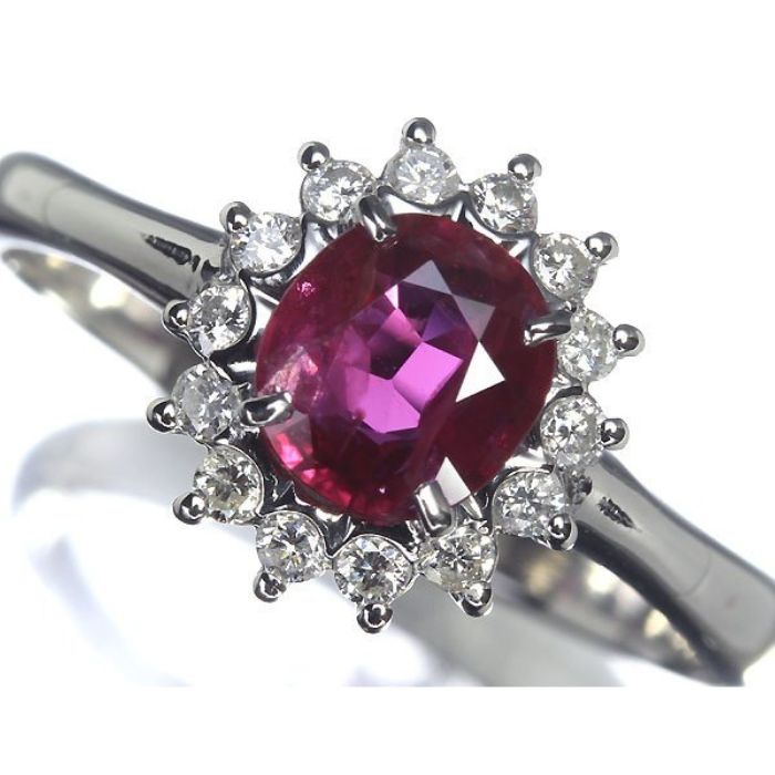 ≪RUBY≫ 妖艶な輝き!! 上質天然ルビー 大粒1.025ct!! ダイヤモンド Pt900 高級リング 19号 ダイヤ プラチナ｜RK宝石