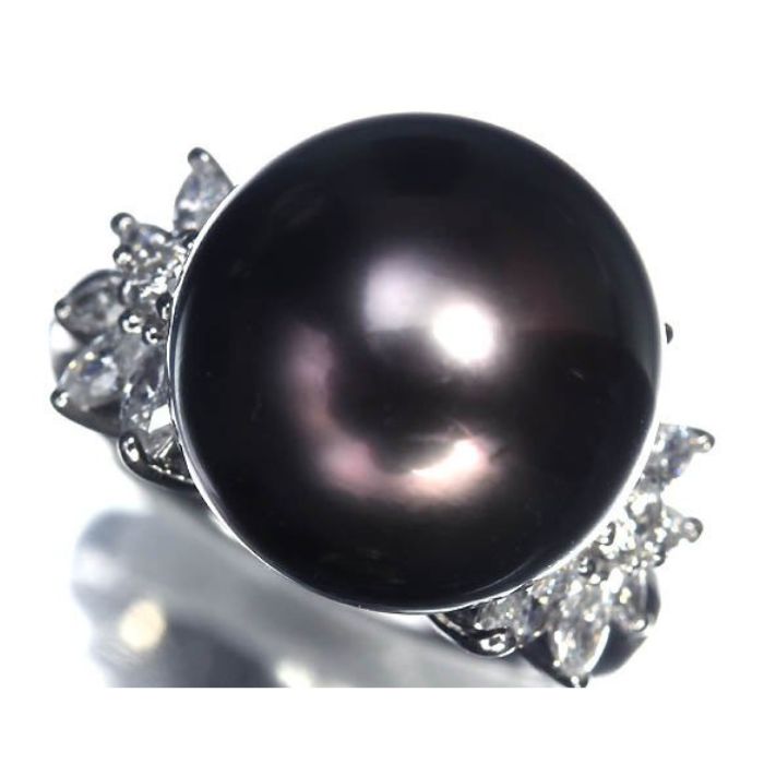 【楽天市場】《Pearl》黒蝶真珠 特大 約13.3mm珠 ダイヤモンド 総計0.7ct Pt900 高級リング 南洋真珠 パール ダイヤ 9 ...