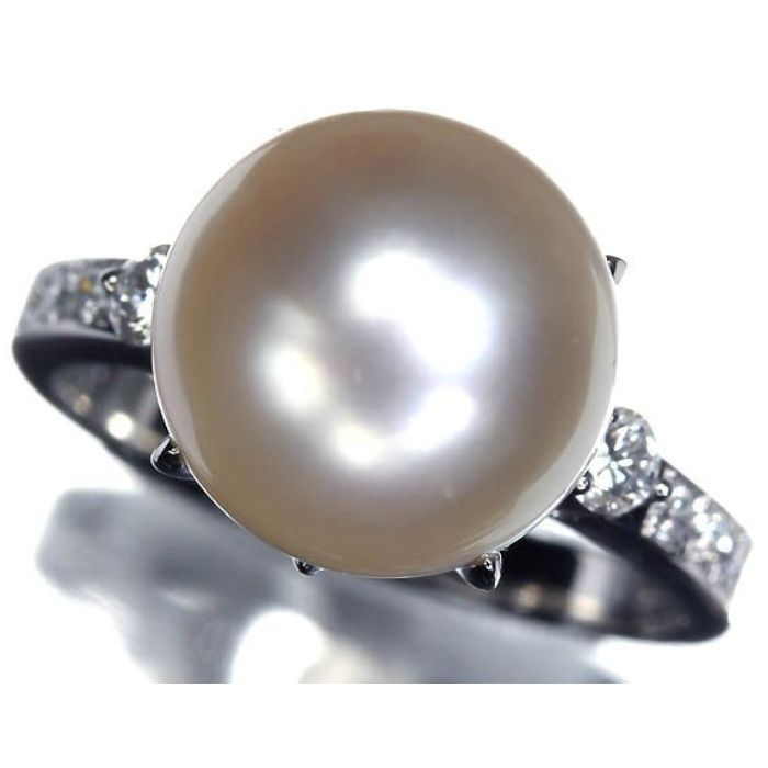 【楽天市場】≪Pearl≫ 白蝶真珠 大粒 約11.0mm珠 ダイヤモンド Pt900 高級リング 南洋真珠 パール ダイヤ 11号リング ...