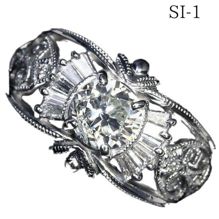 《Diamond》SI-1 ダイヤモンド 特大1.013ct 脇石ダイヤモンド Pt900 超高級リング 12.5号リング 指輪ダイヤ ソーティング付