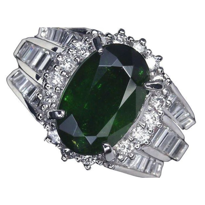 《Demantoid Garnet》ロシア産 デマントイドガーネット 特大2.43ct ダイヤモンド Pt900 超高級リング ダイヤ 16号リング 指輪 宝石鑑別書付