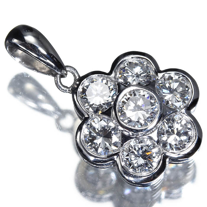 《Diamond》上質ダイヤモンド 総計1.00ct Pt900 超高級ペンダントヘッド ネックレス ダイヤ フラワー ジュエリー
