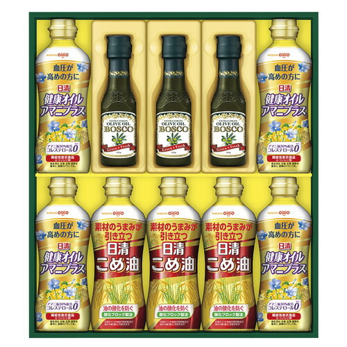 【送料無料・包装無料・のし無料】日清オイリオ ボスコオリーブオイル&バラエティオイルギフト BM-50A(A3)