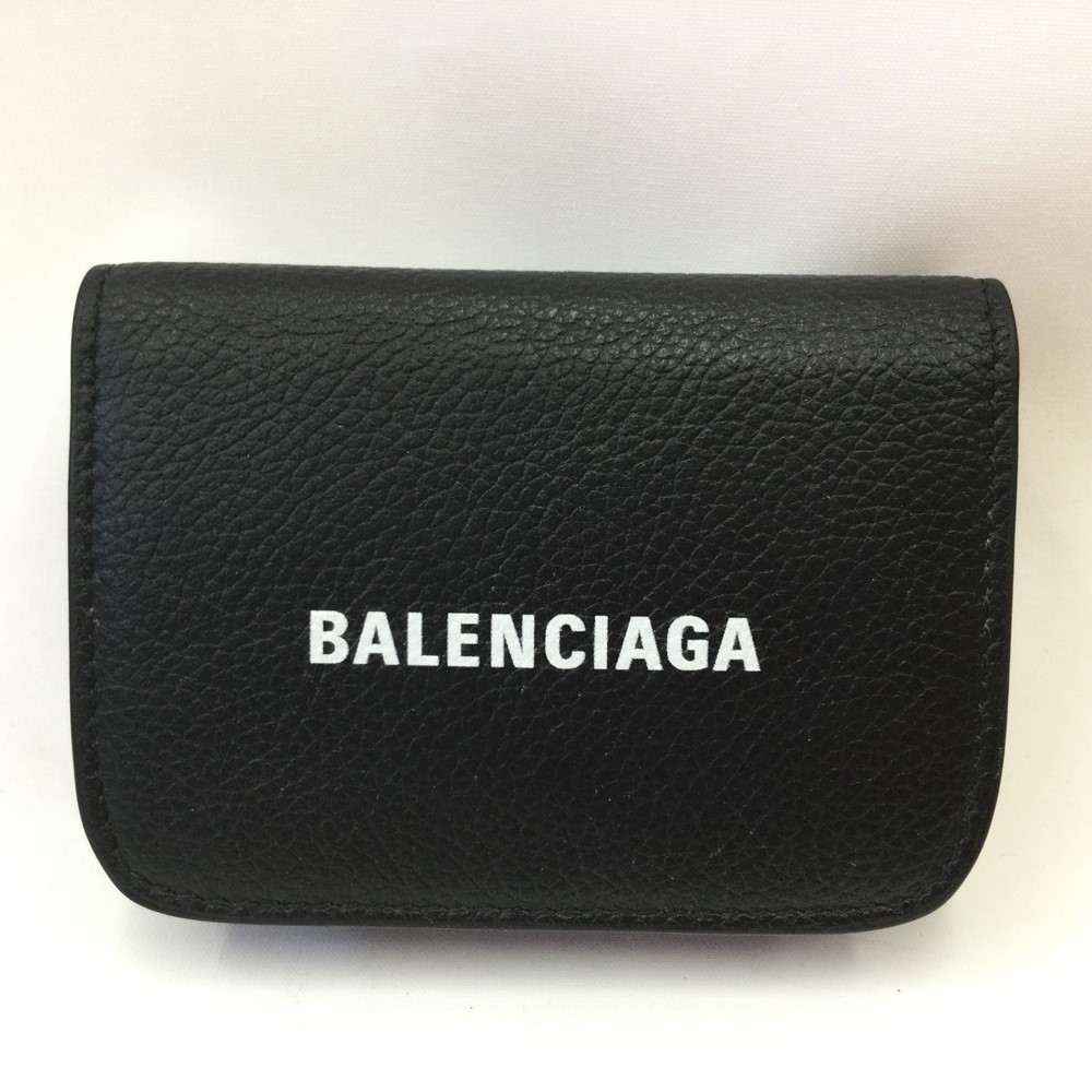 中古 Balenciaga バレンシア蛾 三つ折りコンパクトウォレット 革 ニグロ Pghintheround Com