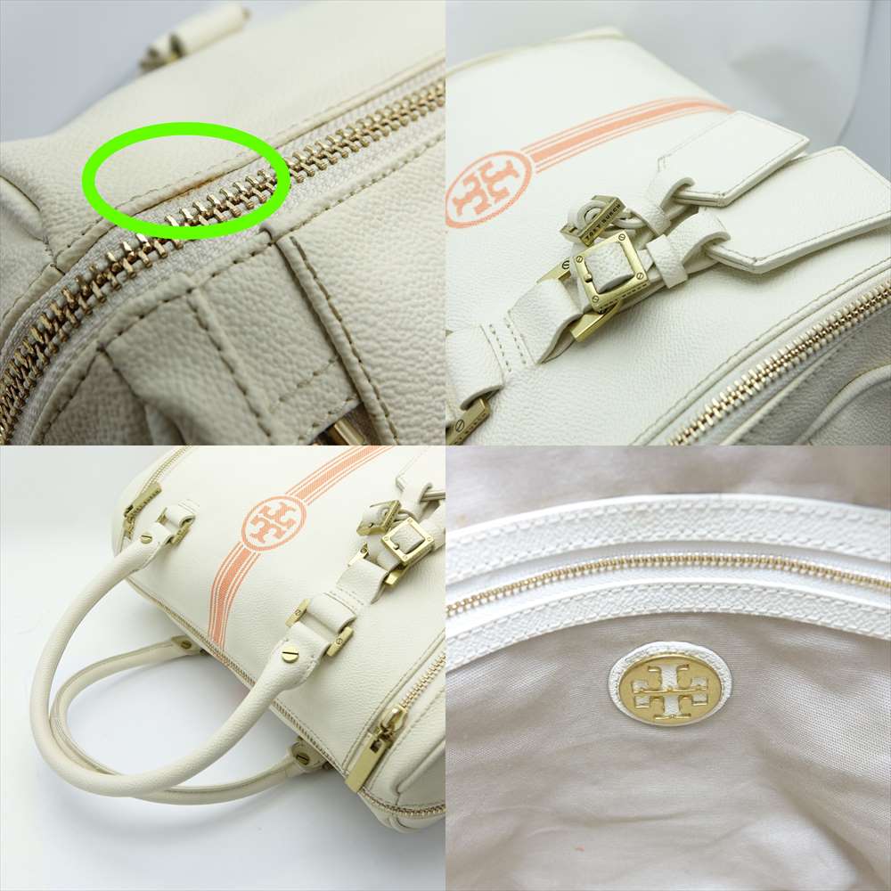 中古 Tory Burchトリーバーチ ミニボストンバッグ アイボリー オレンジセンターライン Crunchusers Com
