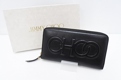 □□【中古】JIMMY CHOO ジミーチュウ BETTINA　ラウンドファスナー　長財布 ブラック Bランク