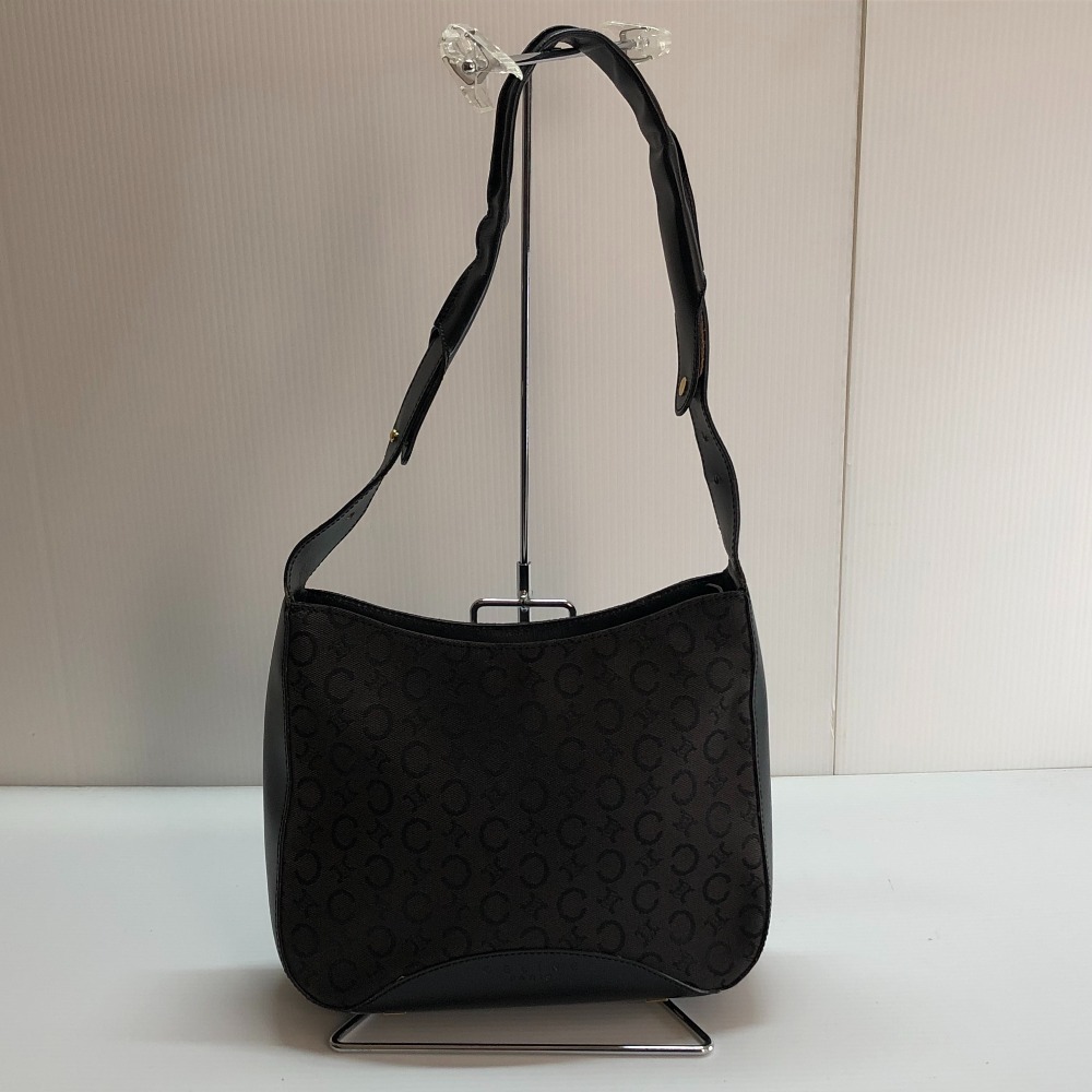 □□【中古】CELINE セリーヌ マカダム ワンショルダーバッグ MC99/1 ブラック Cランク