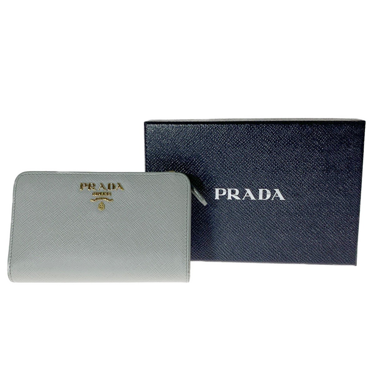 ▽▽【中古】PRADA プラダ 二つ折り紙入れ レディース 1ML225 薄墨色 B序列付ける