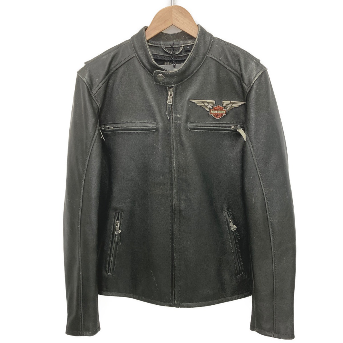 ハーレーダビッドソン レザージャケット シングルライダース 牛革 L相当 HARLEY DAVIDSON Lサイズ シングルライダースジャケット レザー