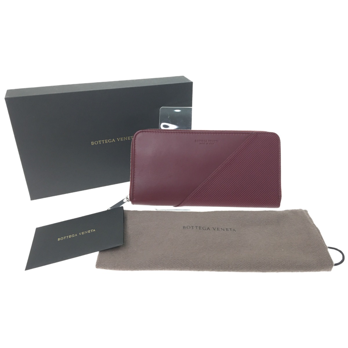 ▼▼【中古】BOTTEGA VENETA ボッテガヴェネタ ラウンドジッパー長紙入れ マルコポーロ マットカーフ 573431 VMAW4 6337 ボルドーワイン B位置づける