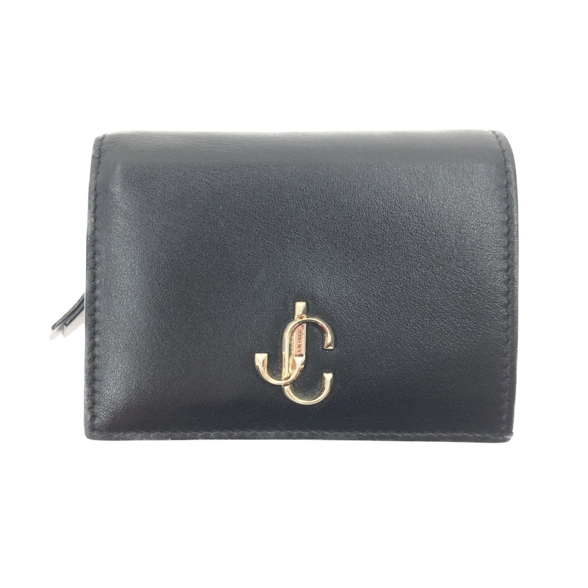 〇〇【中古】JIMMY CHOO ジミーチュウ ハンヌ 二つ折り財布 14503855 ブラック Bランク