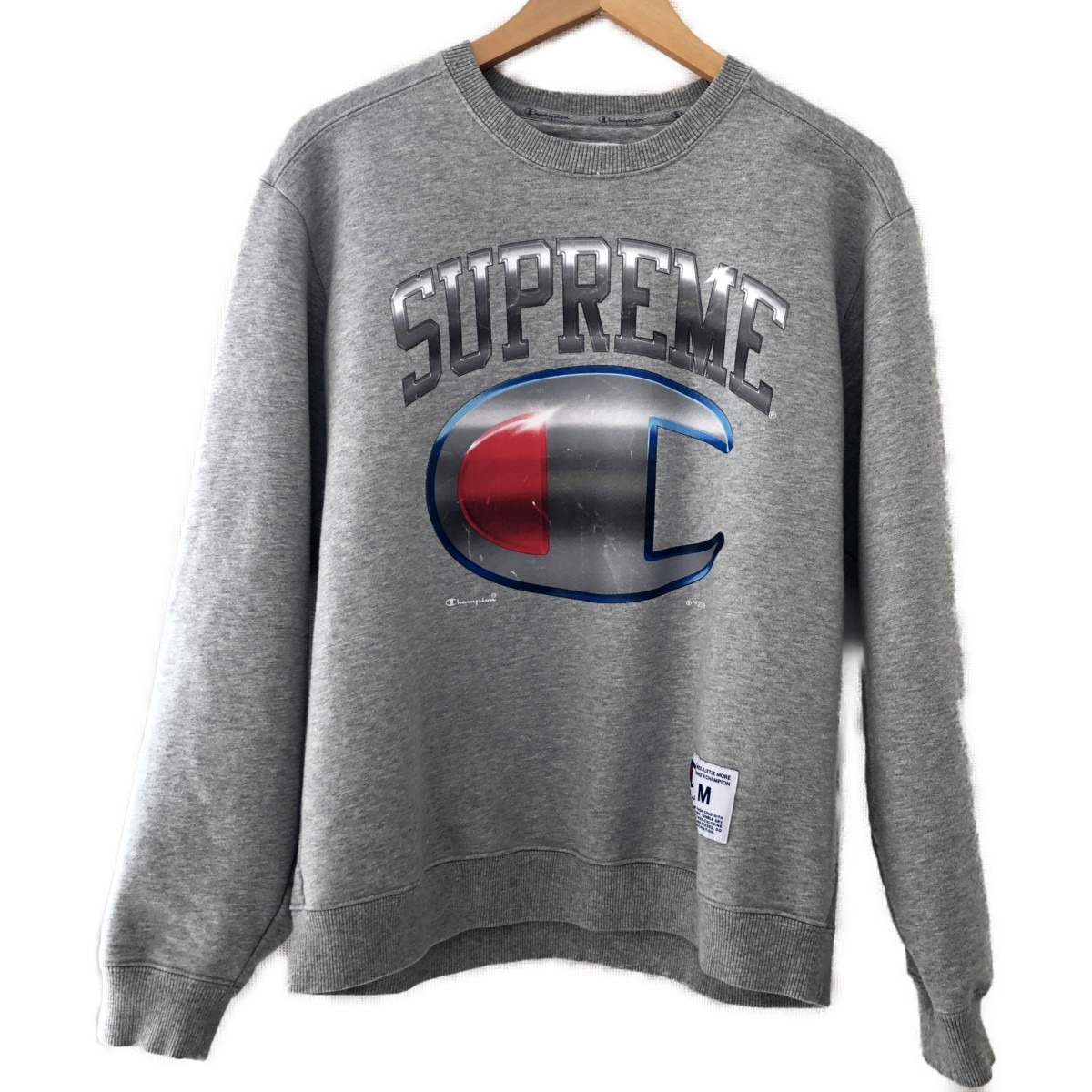 □□【中古】Champion×Supreme メンズ御召しもの 流汗  SIZE M 薄墨色 B序列付ける