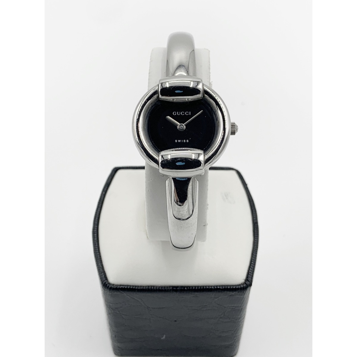 〇〇【中古】GUCCI グッチ クオーツ バングル ウォッチ 1400L シルバー x ブラック Cランク