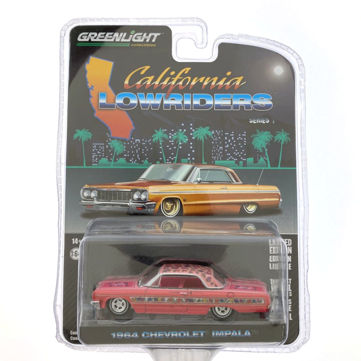 ▽▽【中古】グリーンライト カリフォルニア ローライダー 1964 シボレー インパラ 1/64 Nランク
