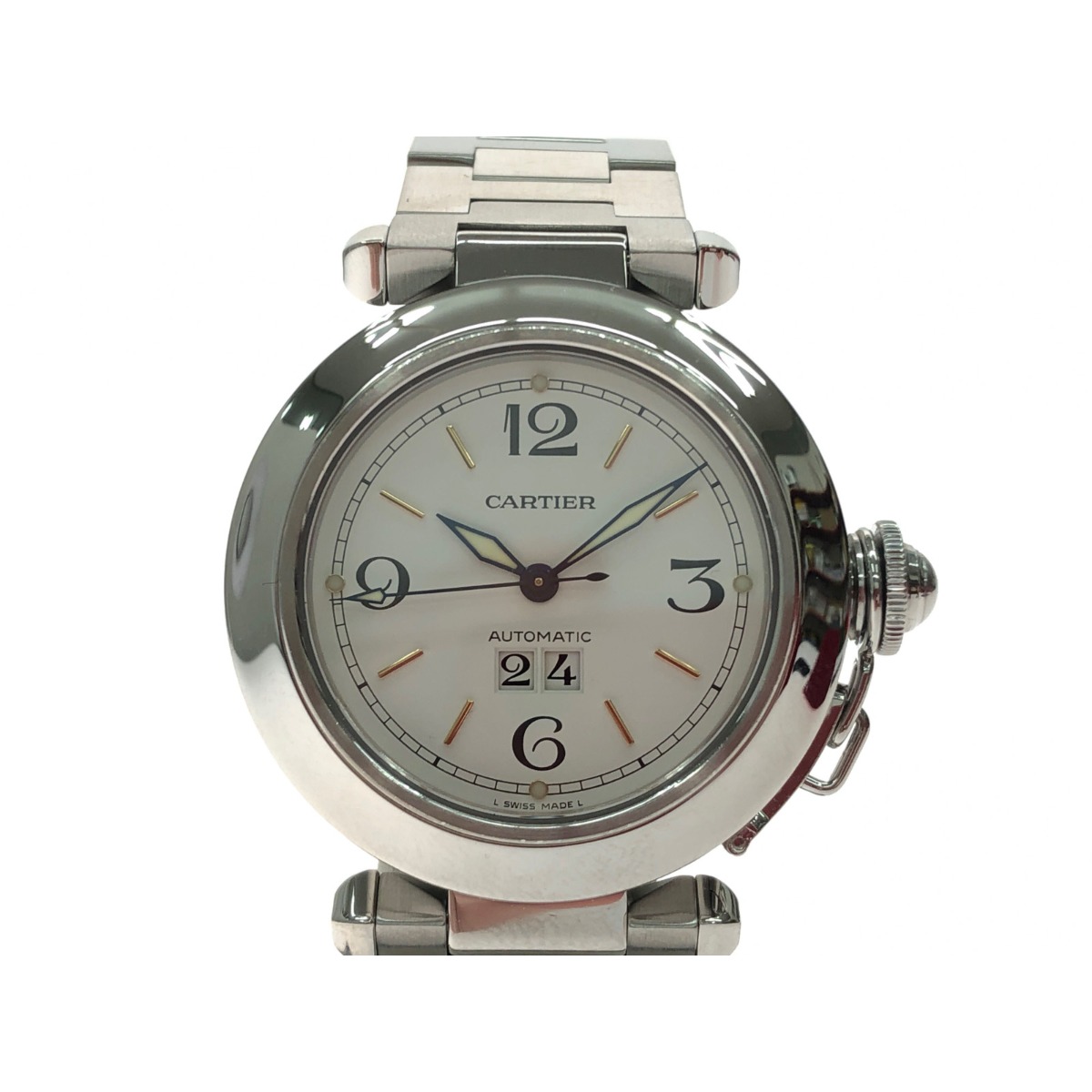 ▼▼【中古】Cartier カルティエ ユニ一発やる 自動小銃一巻き パシャC ビッグデイト  2475 A序列付ける