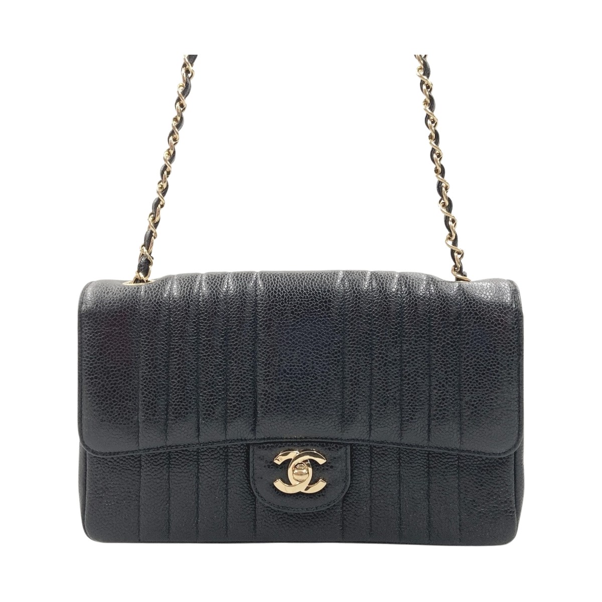 〇〇【中古】CHANEL シャネル キャビア 人はだ 御嬢さん チェーン店ショルダーバッグ 黒いこと C序列付ける
