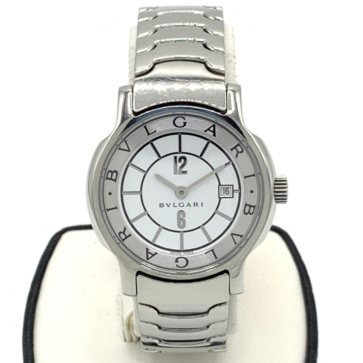 〇〇【中古】BVLGARI ブル小峡谷 ソロペース 石英 ウォッチ ST29S しろがね色 B価値づける