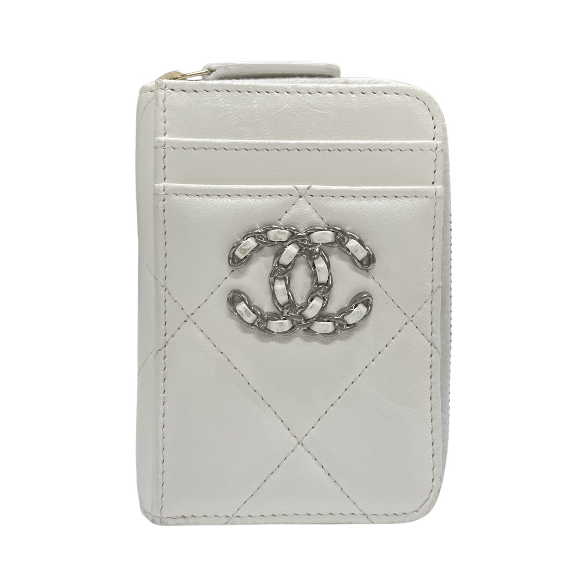 【中古】CHANEL シャネル コインケース レディース シャネル19 ディズヌフ 子ヒツジなめし革 AP2701 象牙色 B価値づける