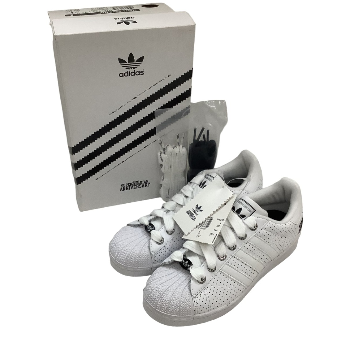 【中古】adidas アディダス 未当て嵌める スニーカー メンズ レディース SUPER35STAR 24.5糎 白いこと S序列付ける