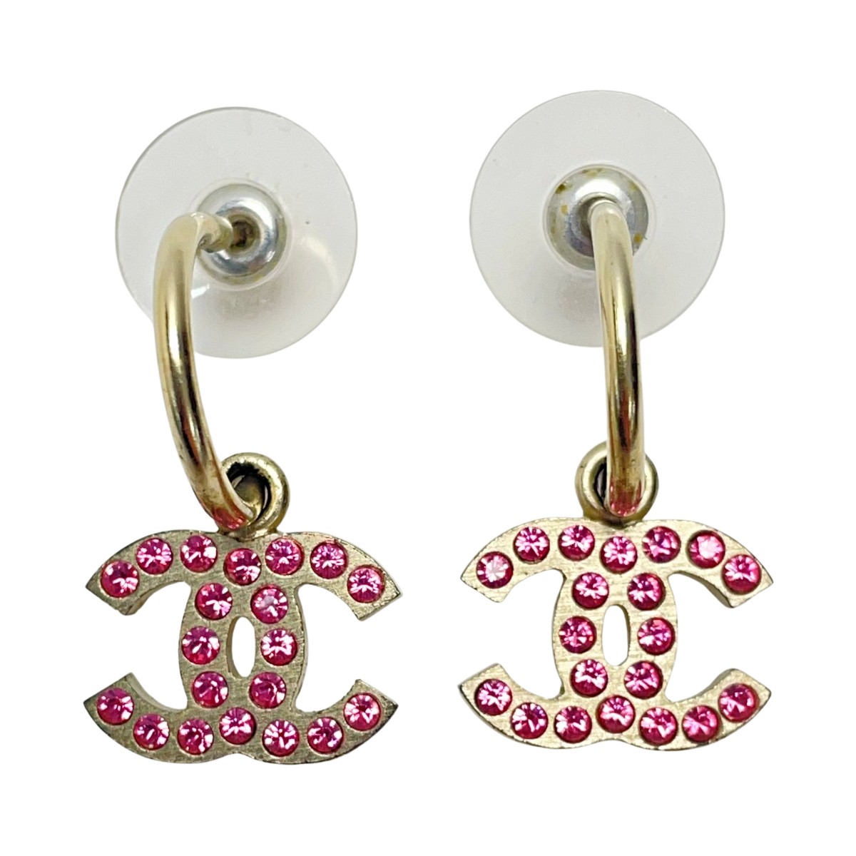 ゴールド&ピンク【CHANEL】シャネルスクエアピアス CHANEL シャネル ピアス CHANEL ココマーク ゴールド×ピンク 美