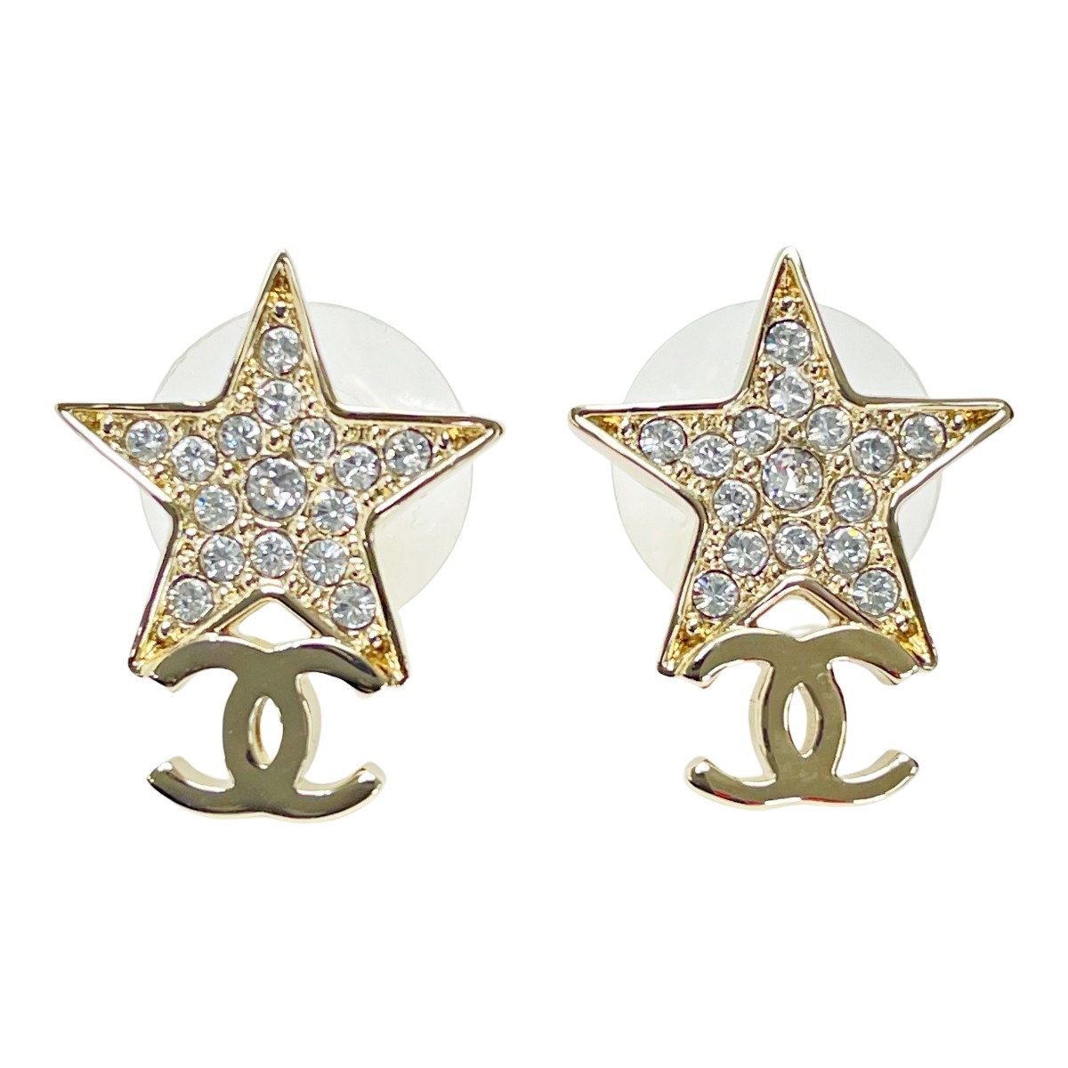 ☆☆【中古】CHANEL シャネル ピアス ゴールド スター ココマーク　GP ラインストーン レディース アクセサリー Bランク